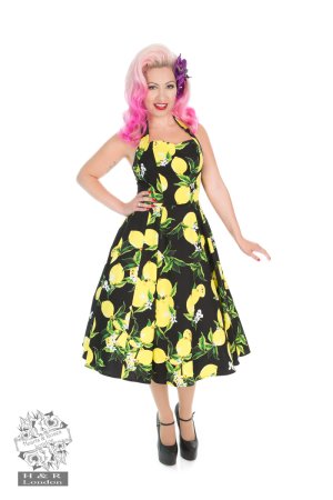 Lemon Print Swing Dress in White
