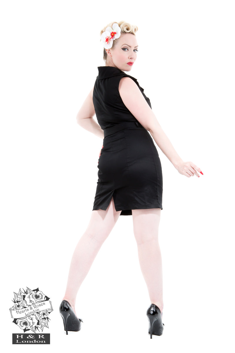 Black Zip Dress in Black - Hearts & Roses London