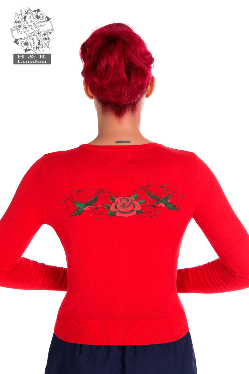 Red Swallow Bird Cardigan