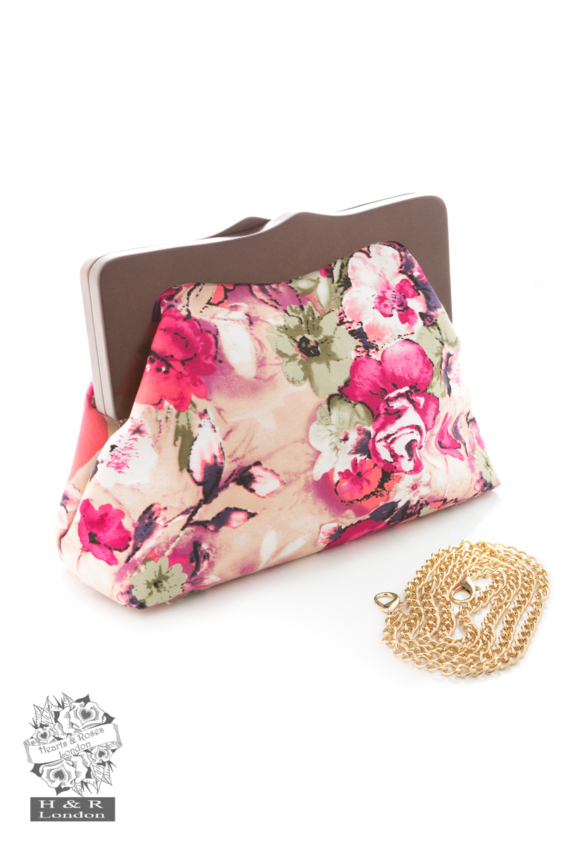 Pink Floral Clutch Bag