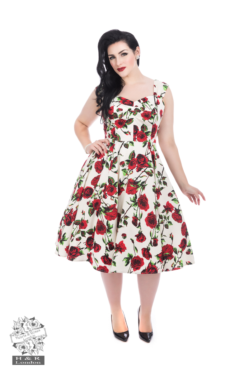 50s Ditsy Rose Floral Summer Dress