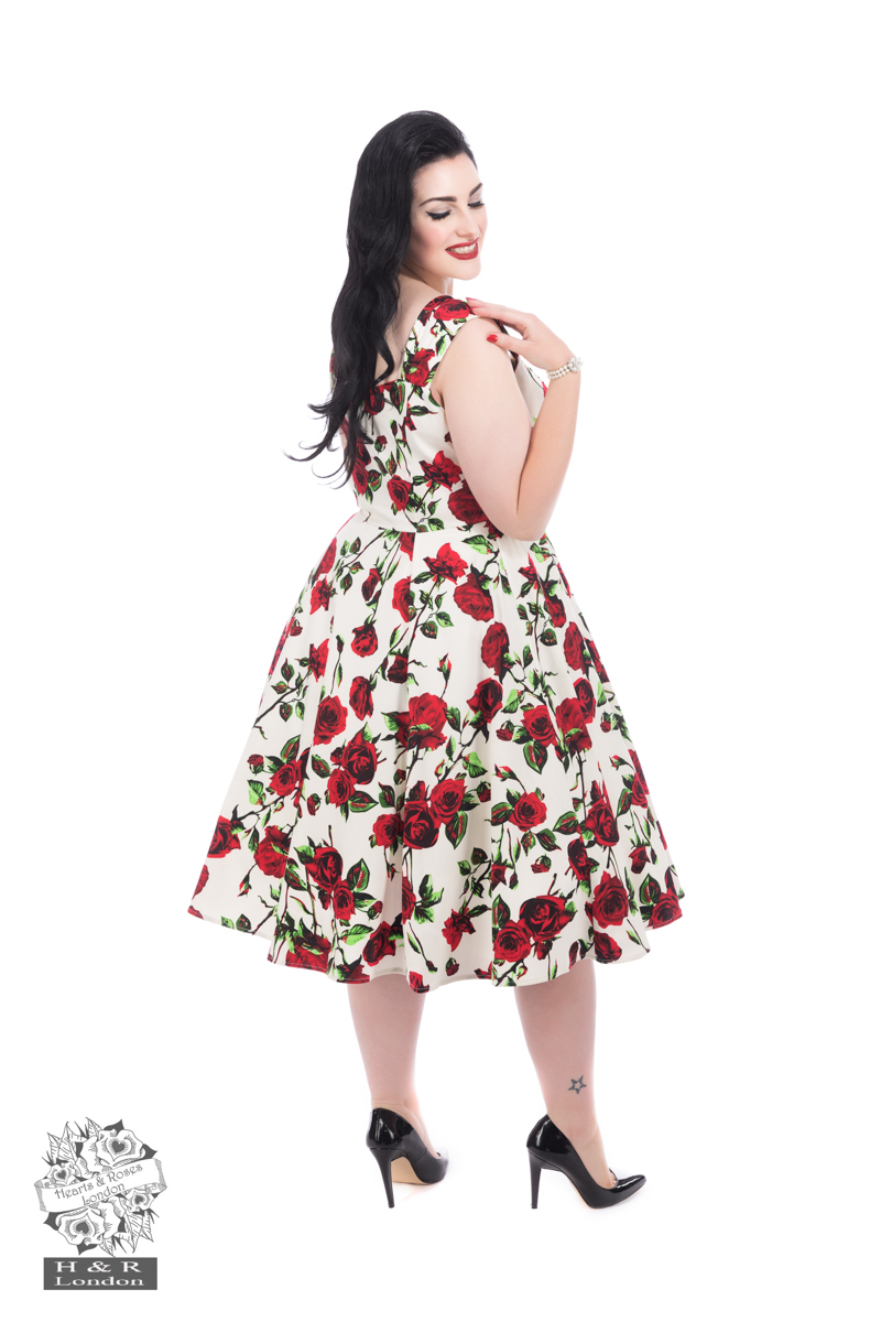 50s Ditsy Rose Floral Summer Dress