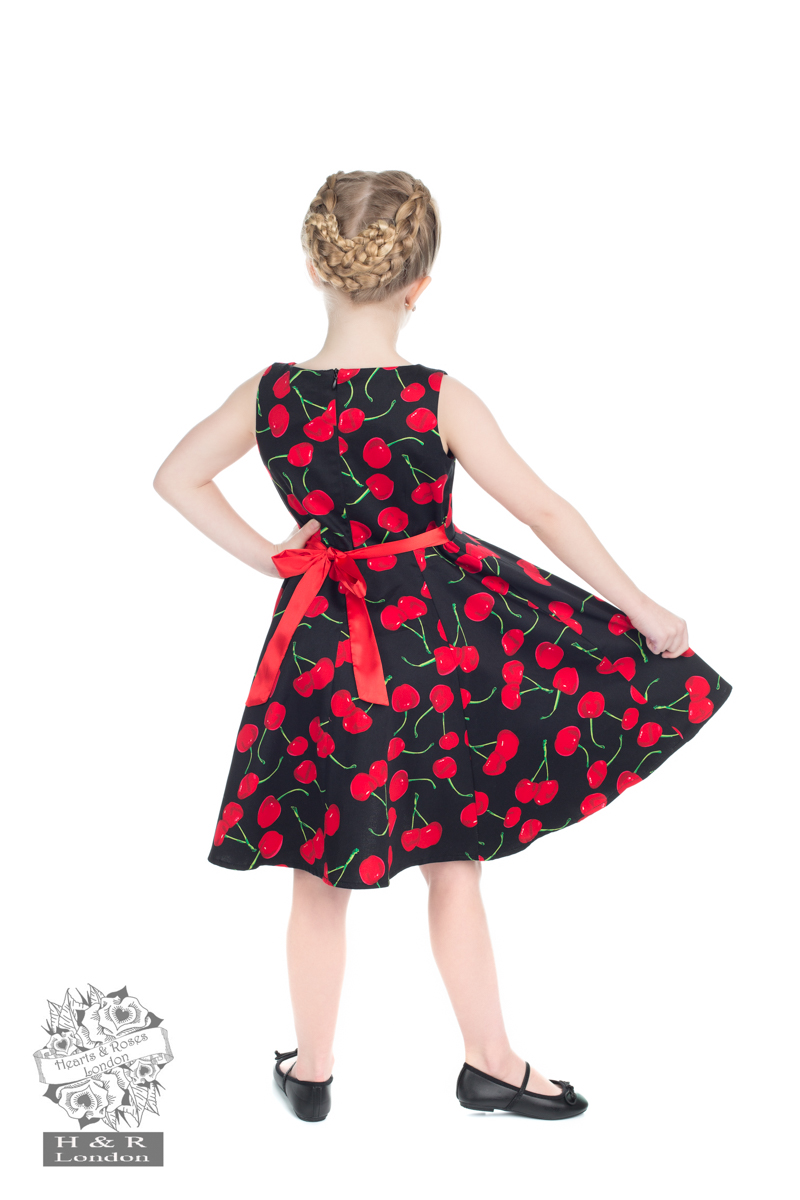 Black Bombshell Cherry Swing Dress