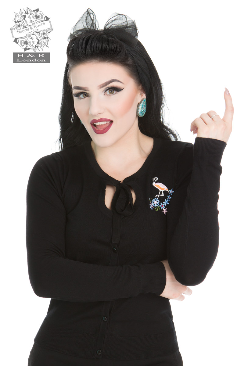 Jean Flamingo Cardigan In Black