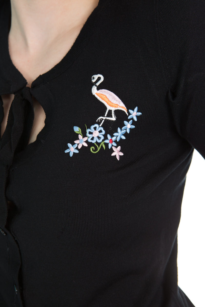 Jean Flamingo Cardigan In Black