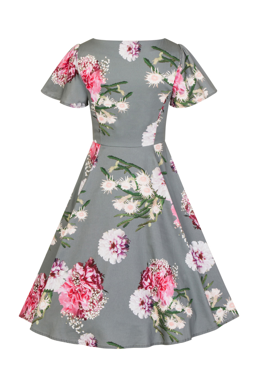 Lamour Swing Dress in Grey Hearts Roses London