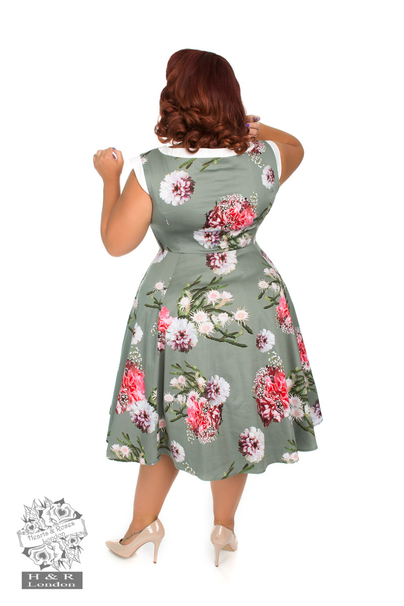 Mix Floral Hepburn Dress In Grey