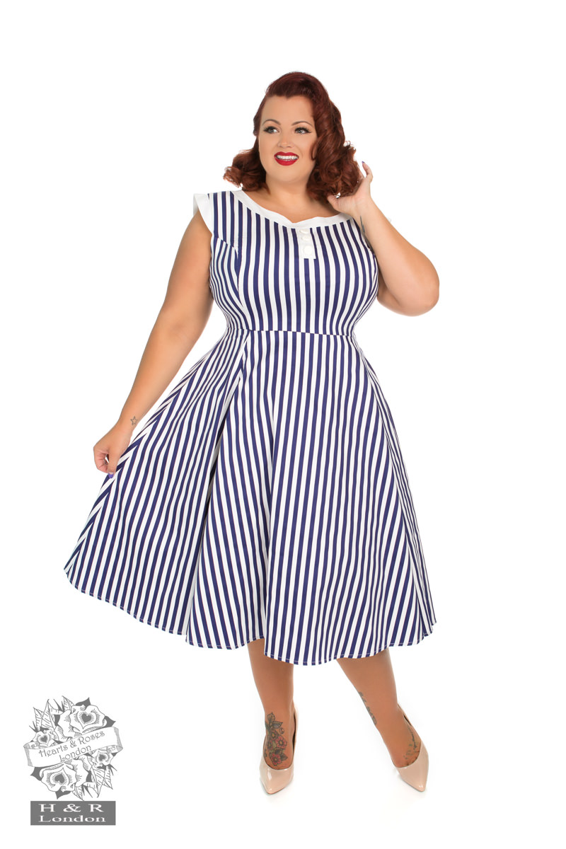 Blue Stripe Hepburn Dress