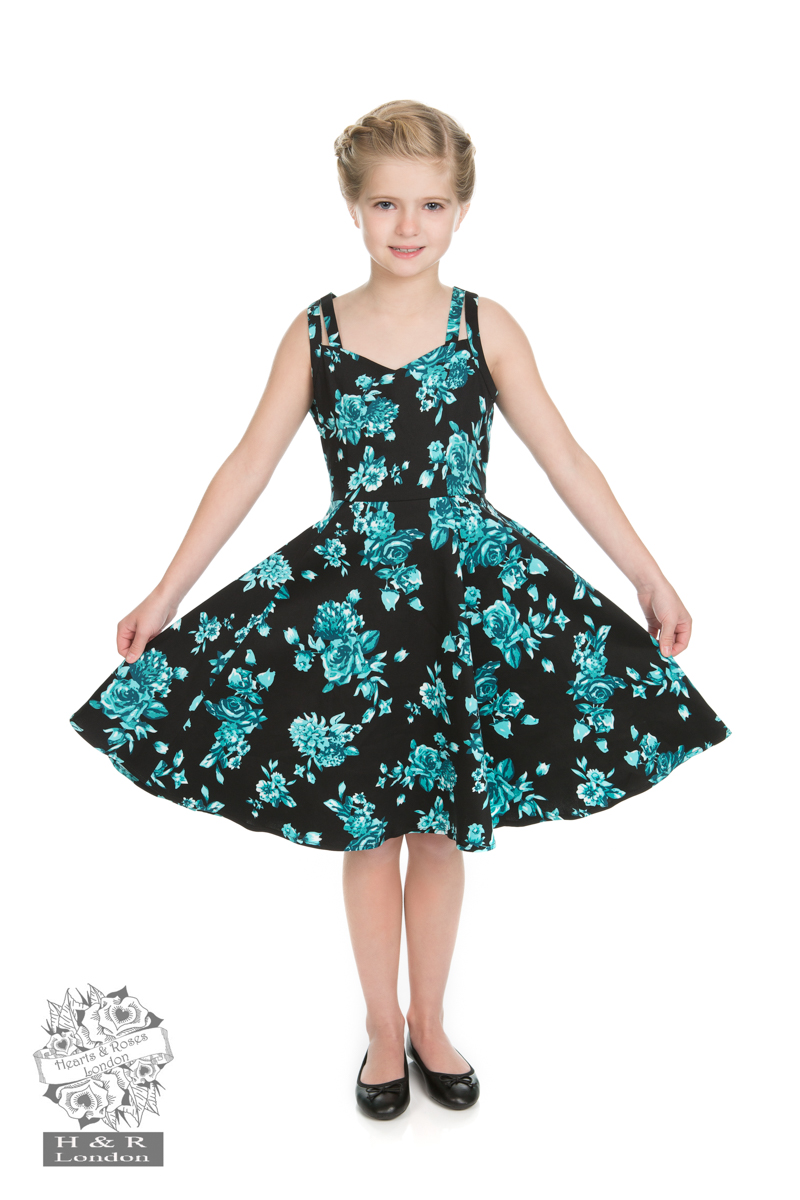 Girls Black Rosaceae Swing Dress