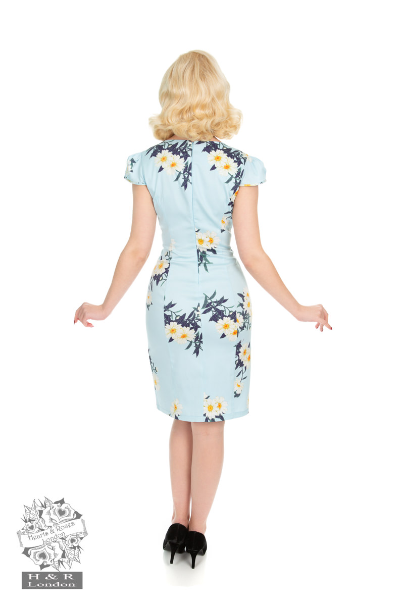 Vintage Blue Daisy Wiggle Dress