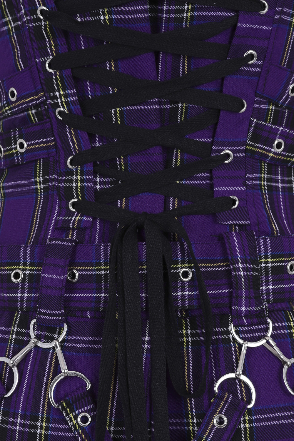 Purple Tartan Emo Punk Dress in Purple - Hearts & Roses London