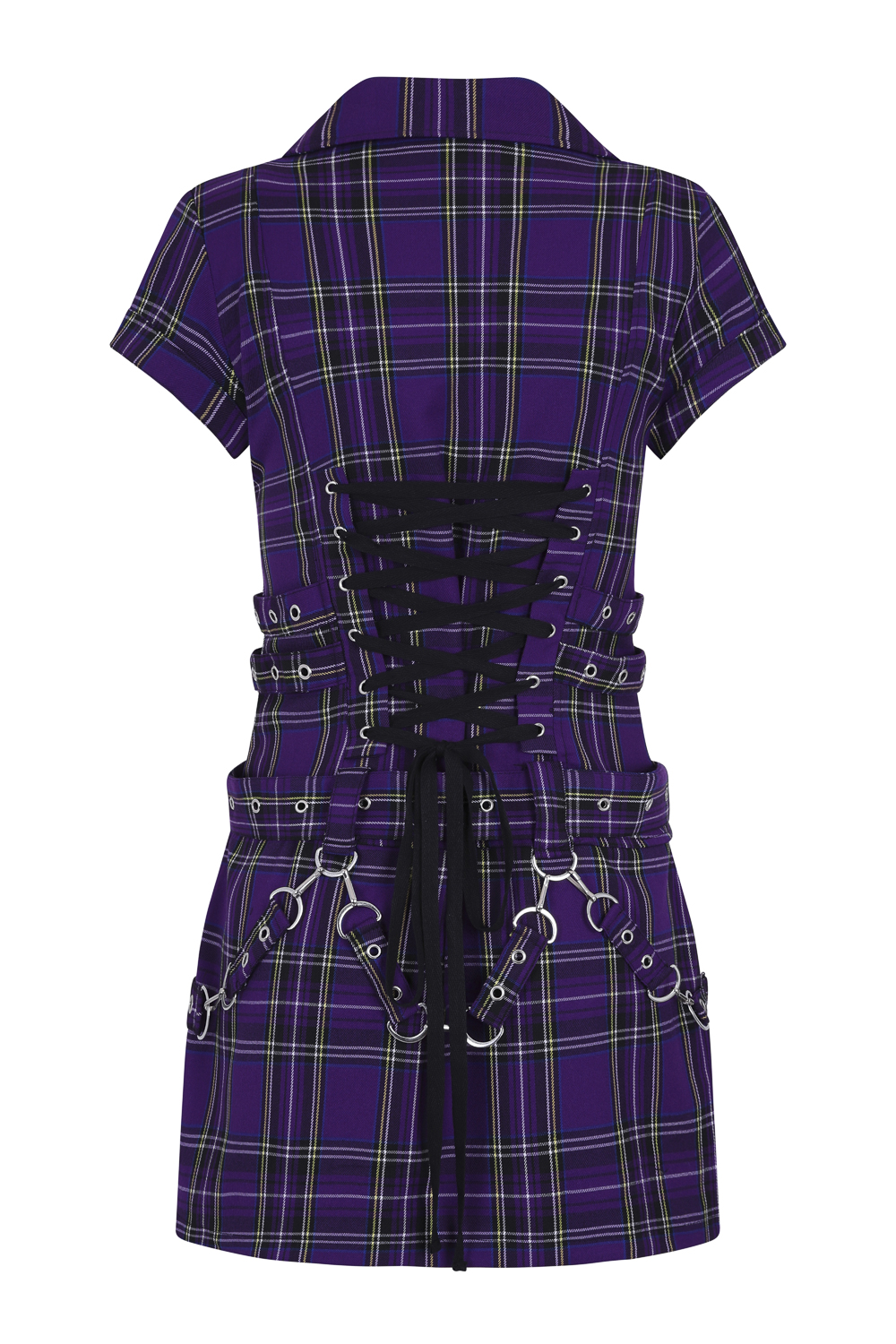 Purple Tartan Emo Punk Dress in Purple - Hearts & Roses London
