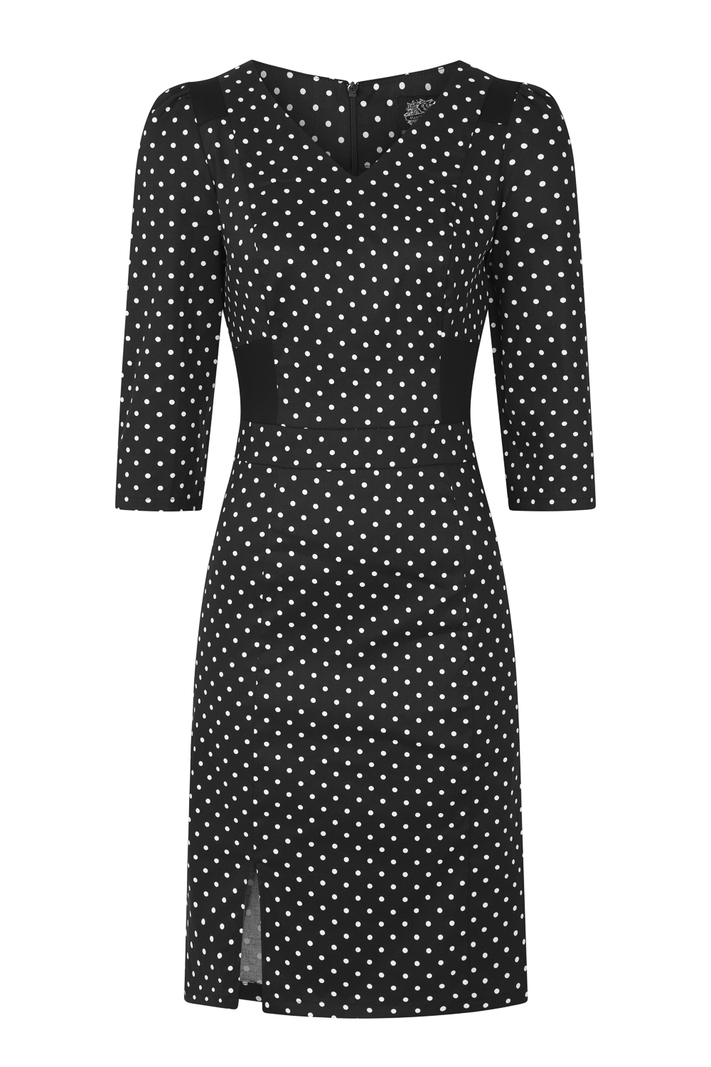 Cecelia Polka Dot Wiggle Dress in Black/White Hearts Roses London