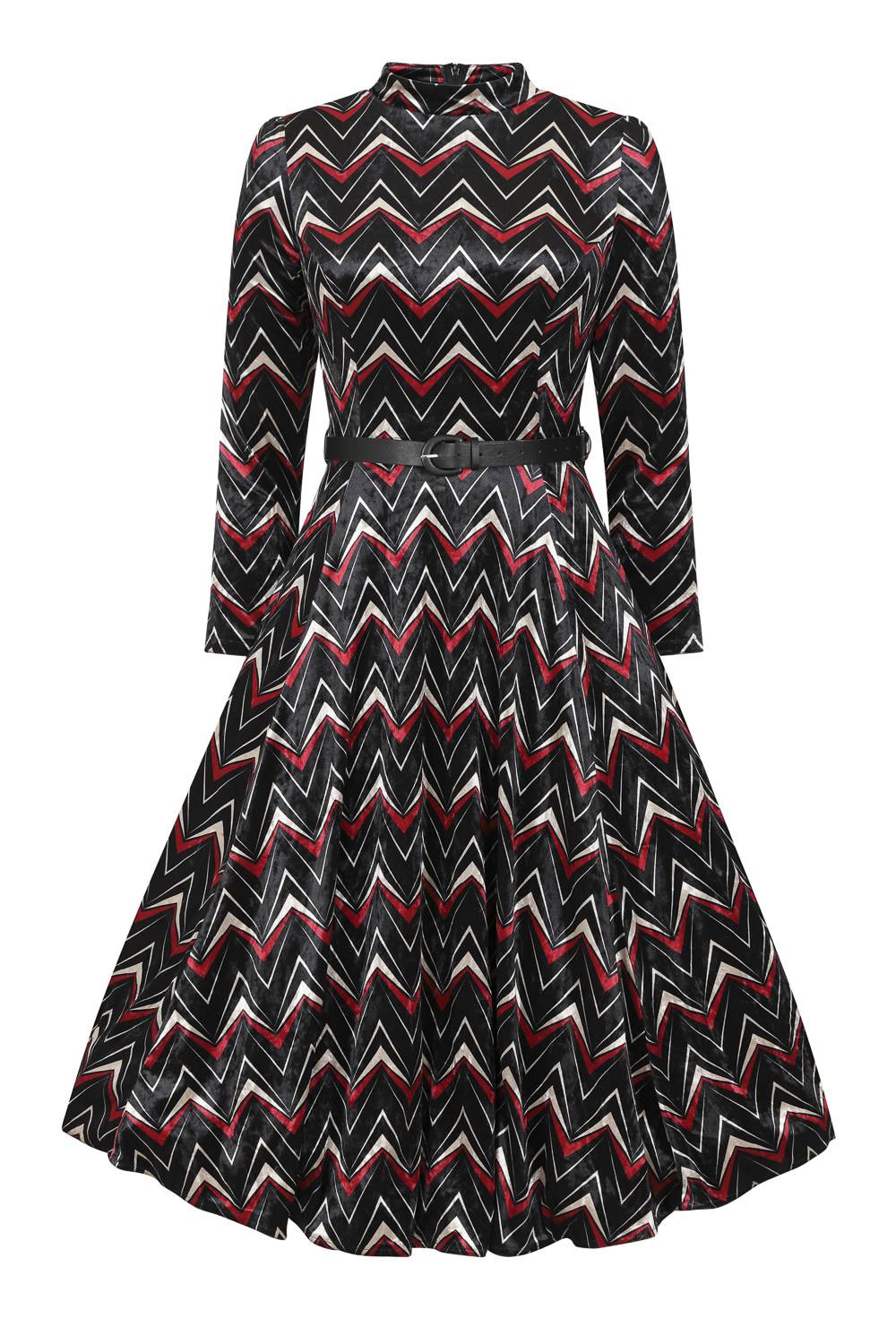 open lace back dress Wild Chevron Gilia Dress Red Grey Black Stripes Size 6 main image 1