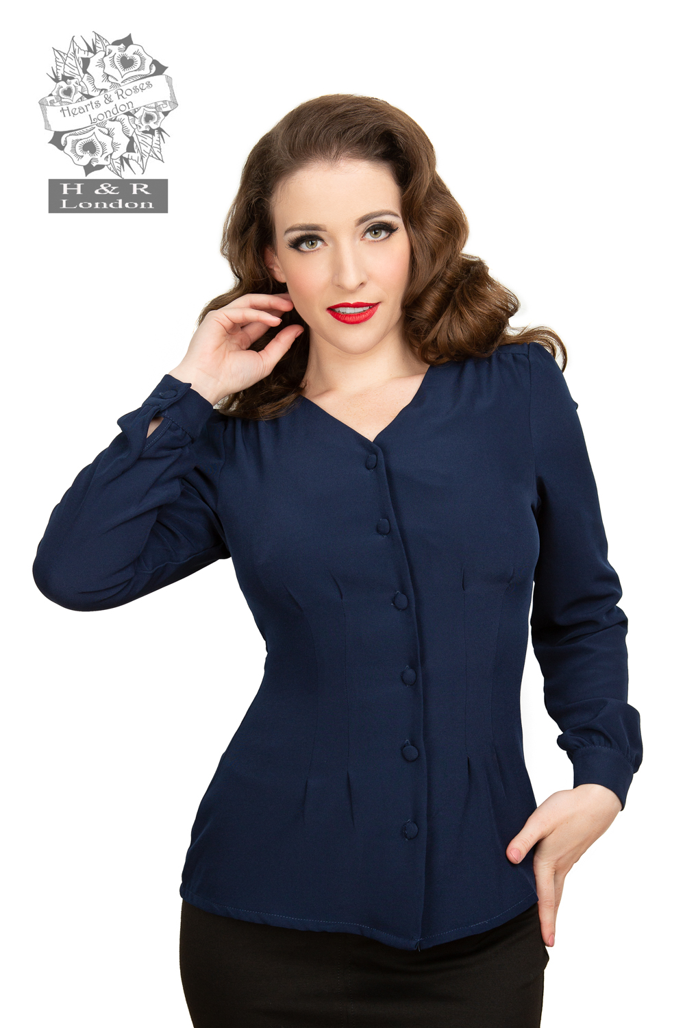 Nadine Blouse in Navy