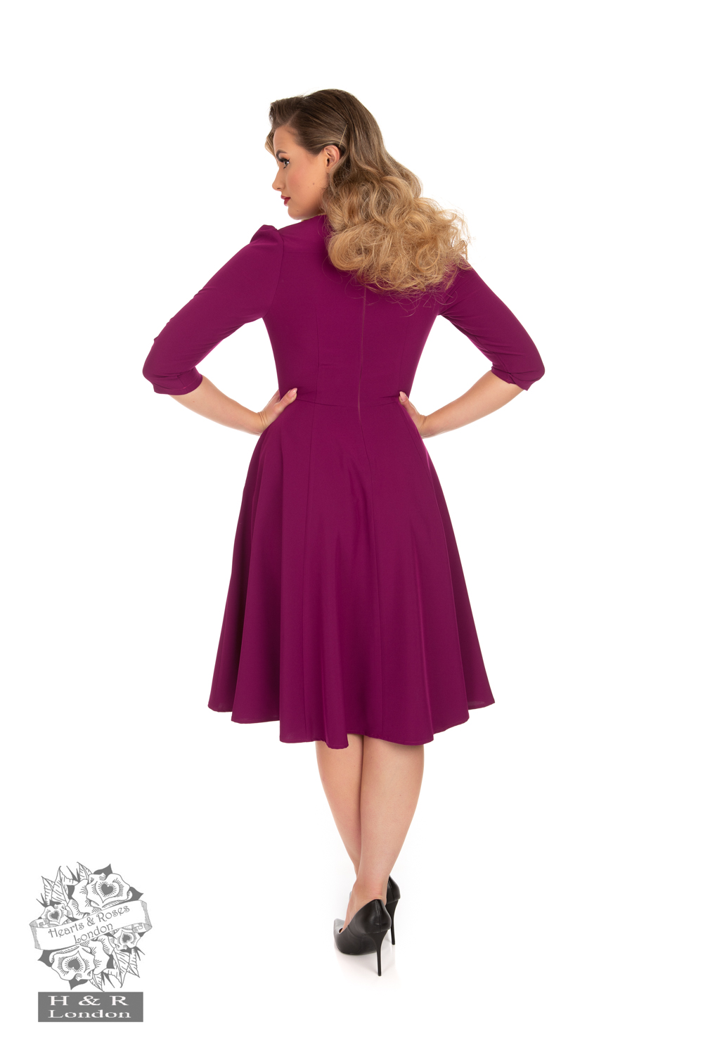 Pretty Plum 50s Swing Dress