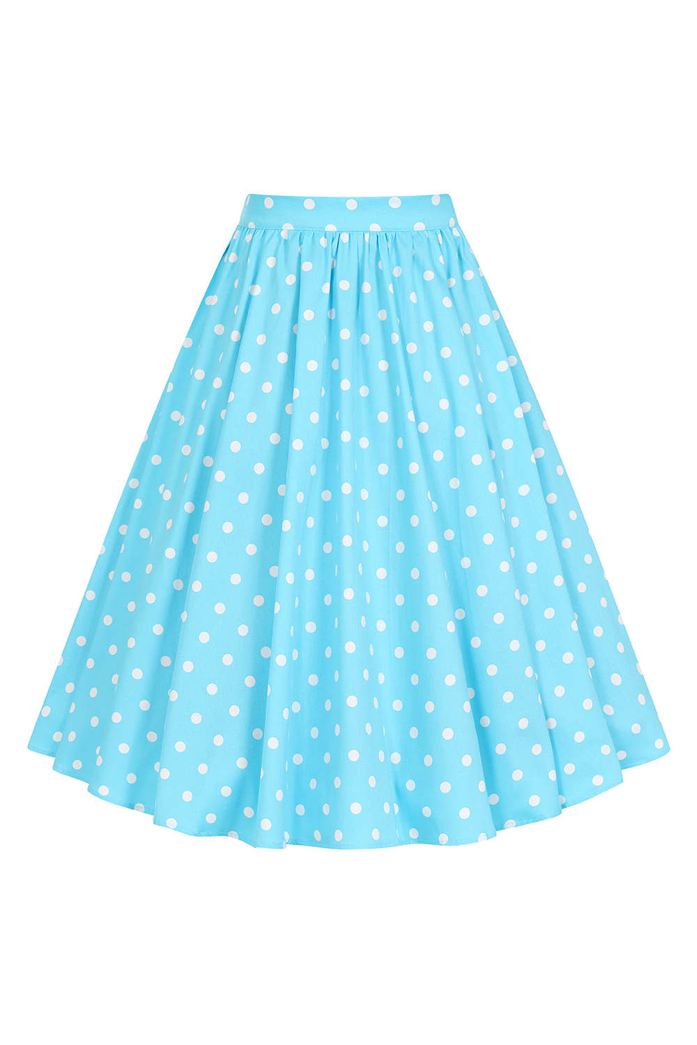 Lock And Love Women's High Waist Polka Dot Pleated Midi Skirt With Pockets - Blue, Size Large
