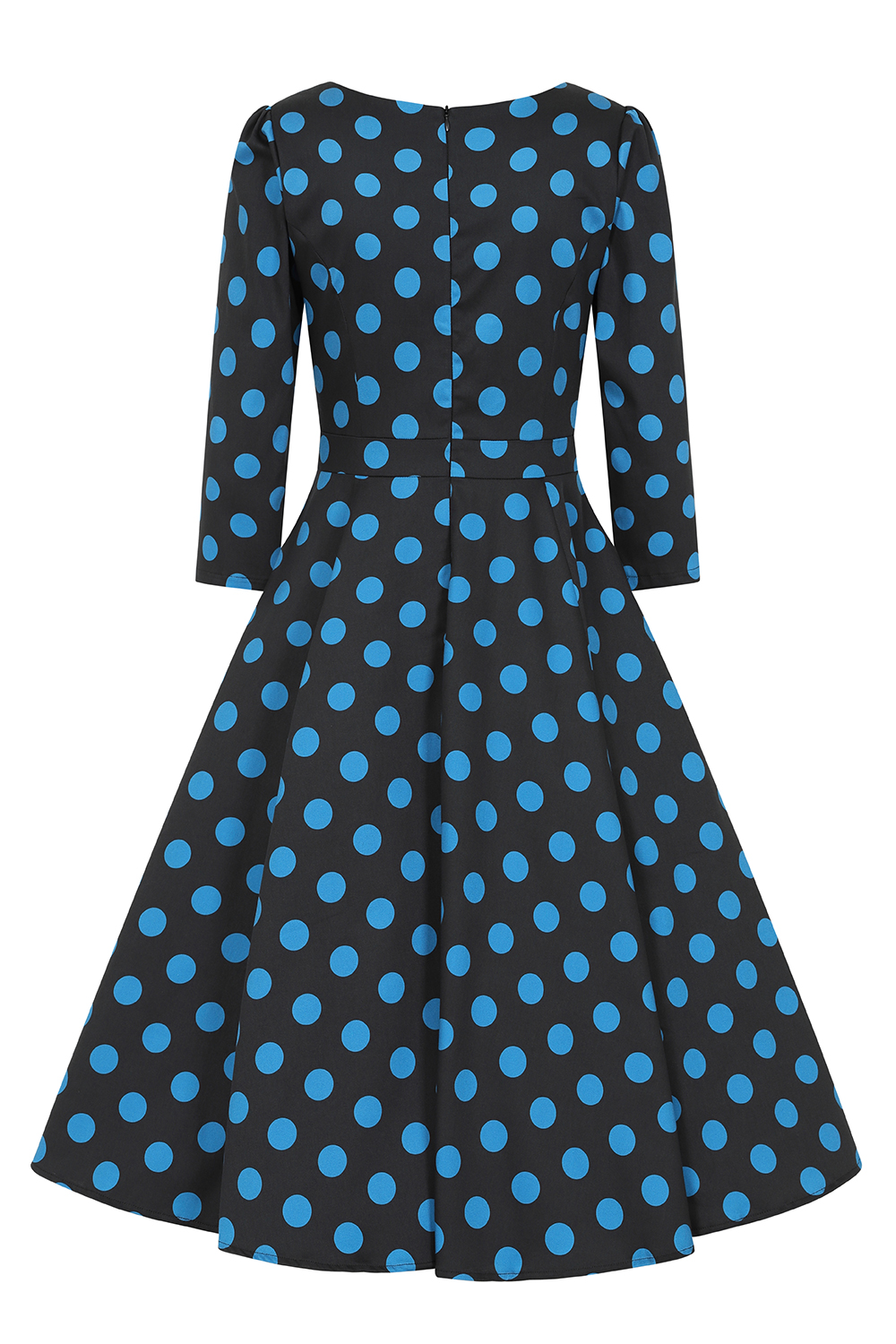 Lilah Polka Dot Swing Dress in Black - Hearts & Roses London