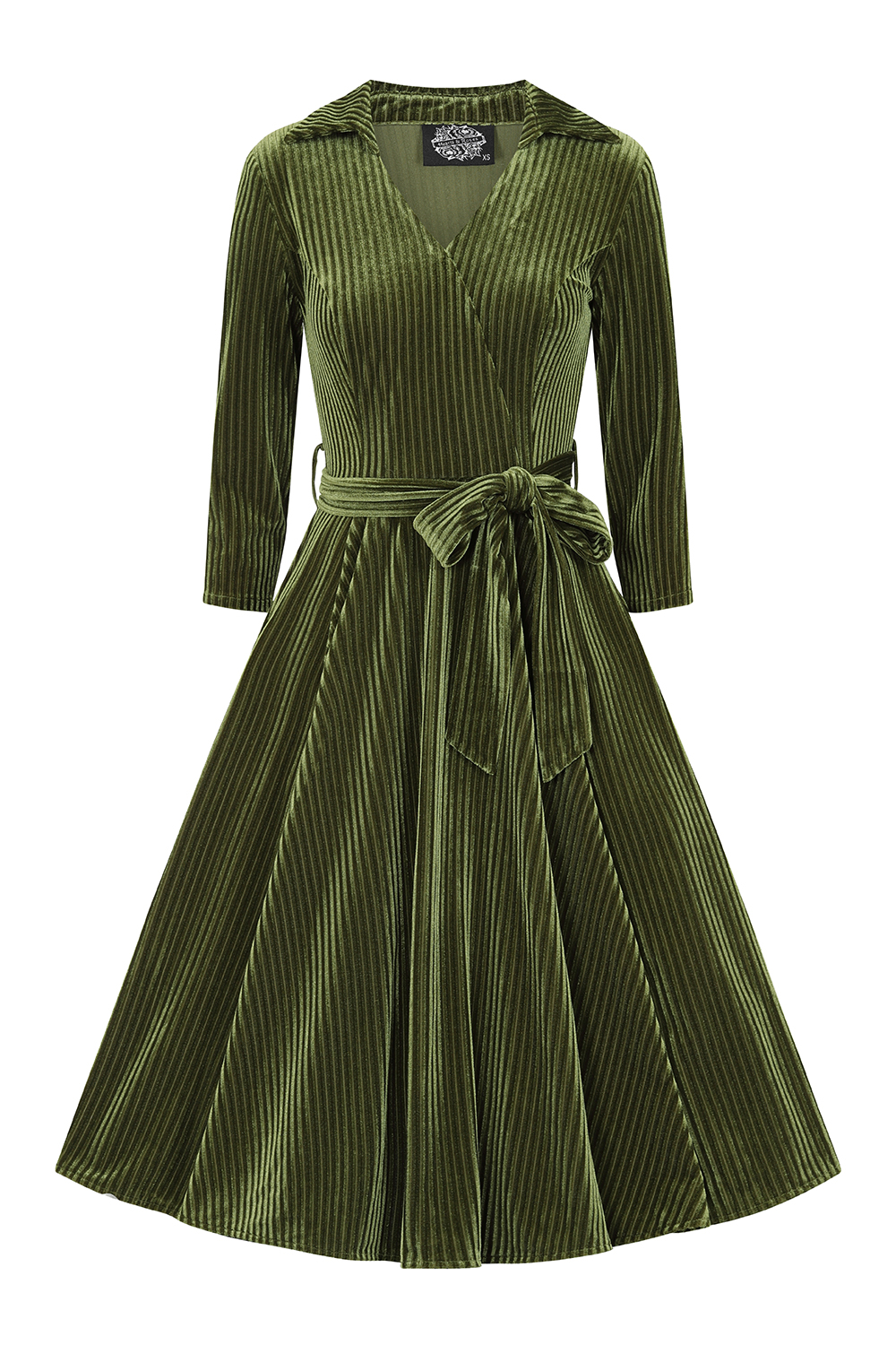 Clara Velvet Swing Dress in Green - Hearts & Roses London