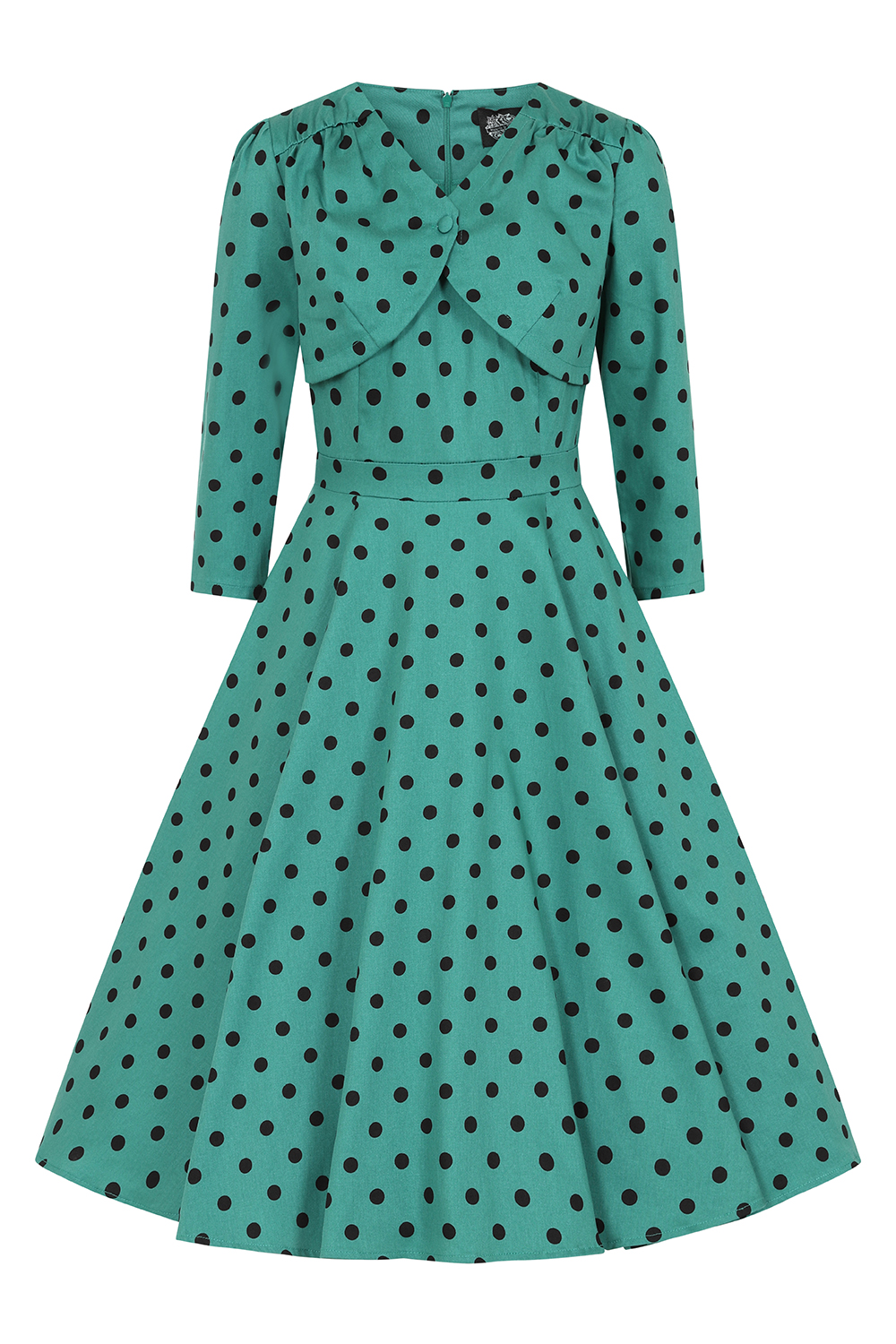 MITILLY Women's Boho Polka Dot V-Neck Swing Midi Dress - Sleeveless With Pockets & Tie Waist (Teal)