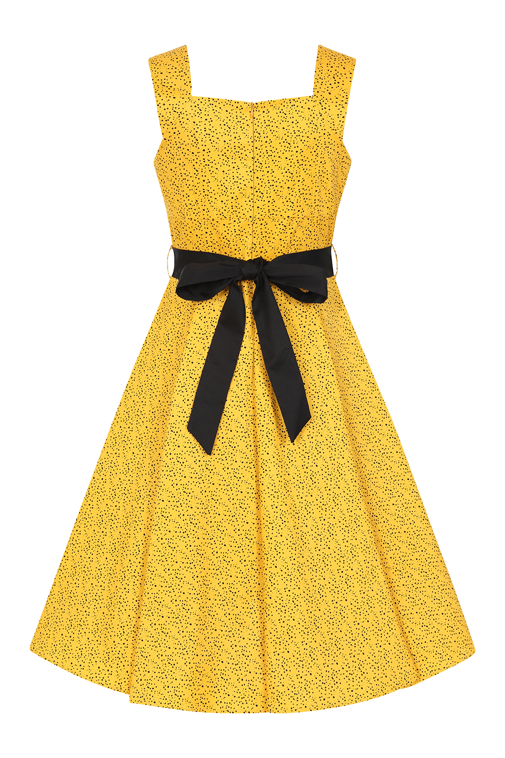 Patricia Polka Dot Swing Dress in Yellow - Hearts & Roses London
