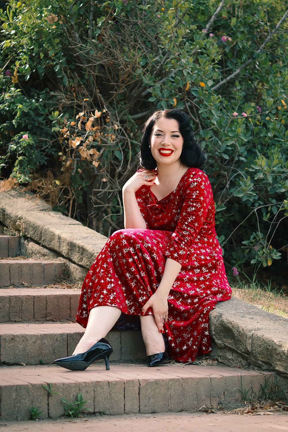 Paris Sparkle Swing Dress in Red - Hearts & Roses London