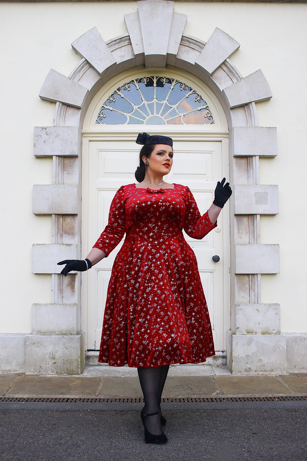 Paris Sparkle Swing Dress in Extended Sizing in Red
