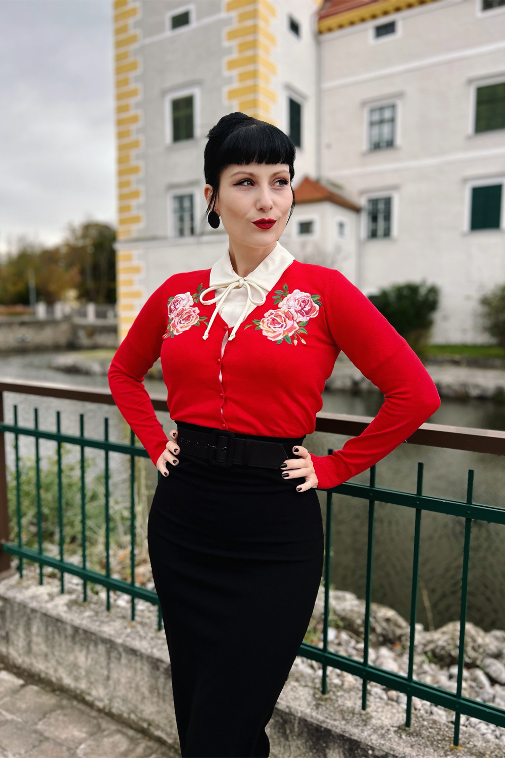 新品タグ付 ANDMARY Rosie flower knit tops red トップス andmary 