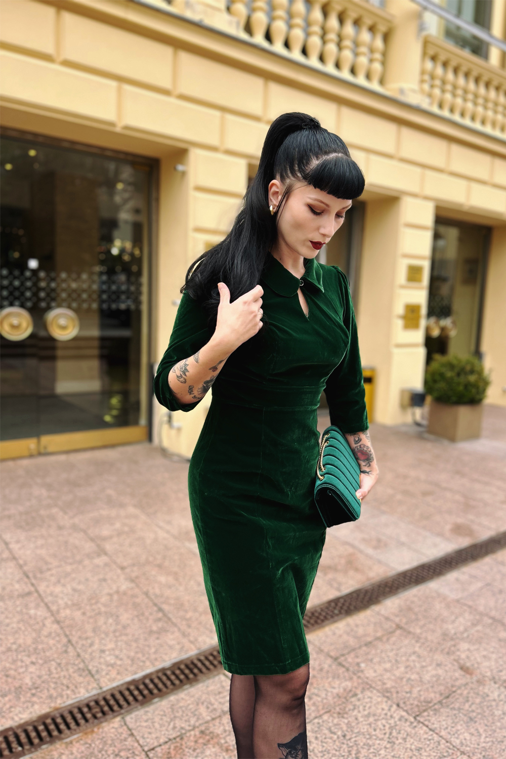 Green Velvet Black Velvet Dress Next Glamorous Velvet Wiggle Dress