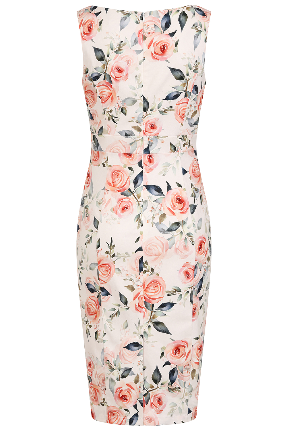 Joyce Floral Wiggle Dress in Pink Hearts Roses London