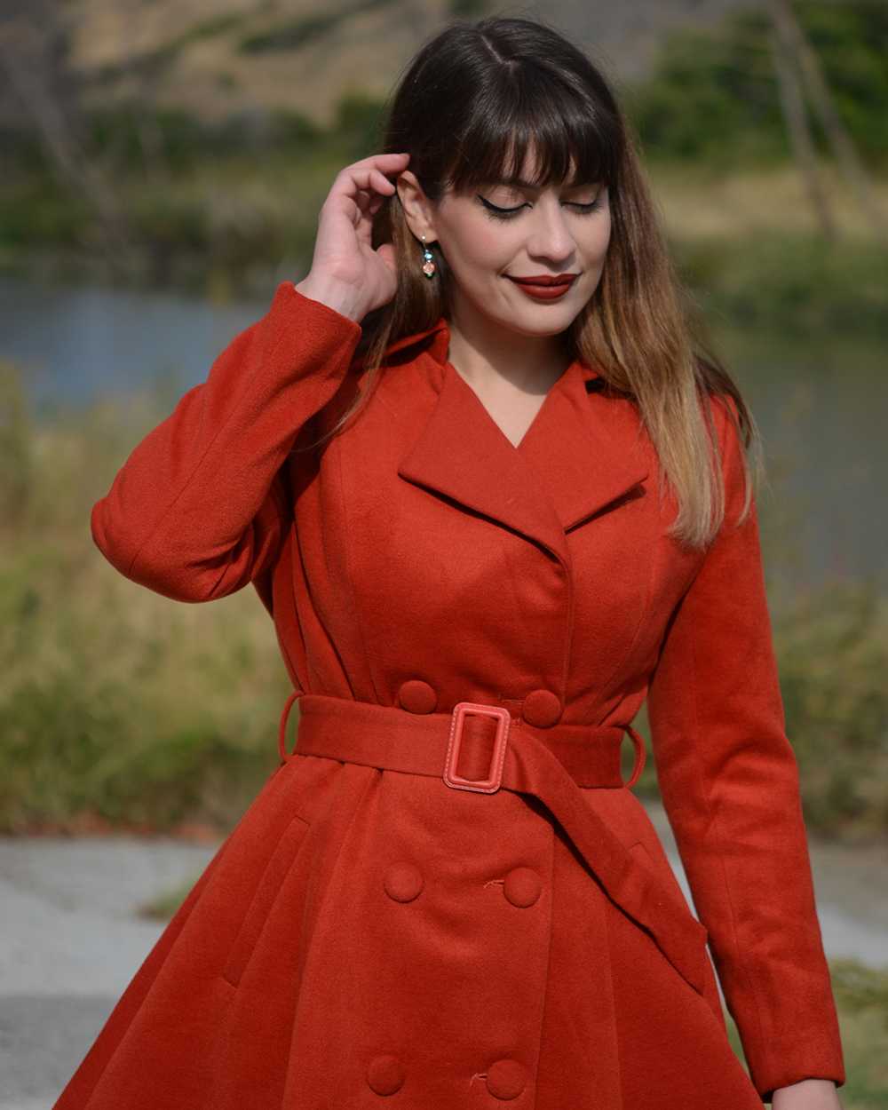 Manteau Femme Maurices - Couleur Reddish Persimmon - Taille L - Double Boutonnage - Occasion Très Bon État