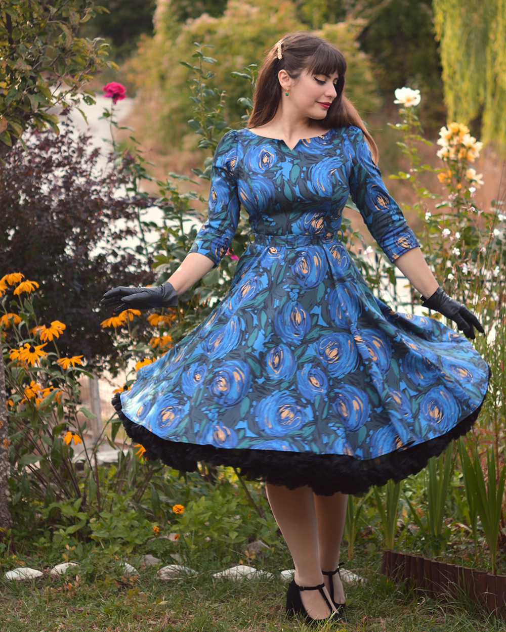 blue floral swing dress Swing Dress