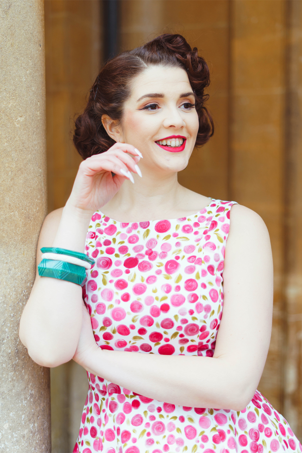 pink rose swing dress Hearts and Roses 50's Vintage Dress Summer Dress "Nellie Floral Swing Dress" in Pink Vintage Vogue