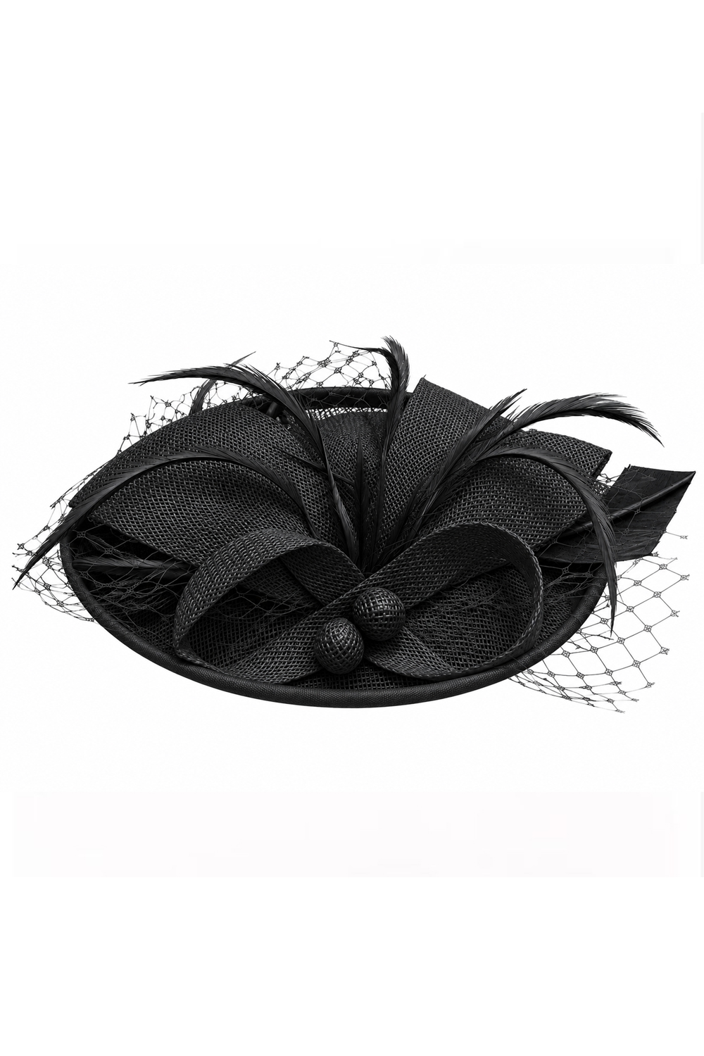 Black Bow & Feather Clip Fascinator