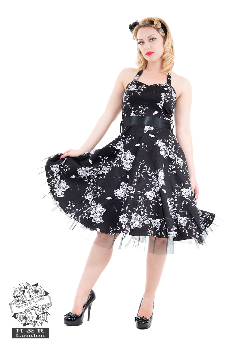 Black White Vintage Floral Prom Dress ONLY 12.16 in Black/White - Hearts &  Roses London