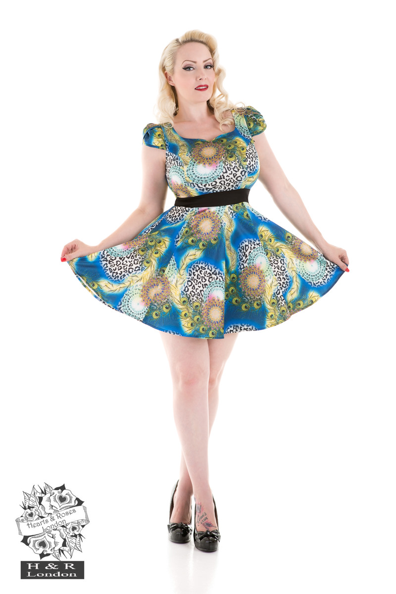 Peacock Mini Dress in Multicolor - Hearts & Roses London
