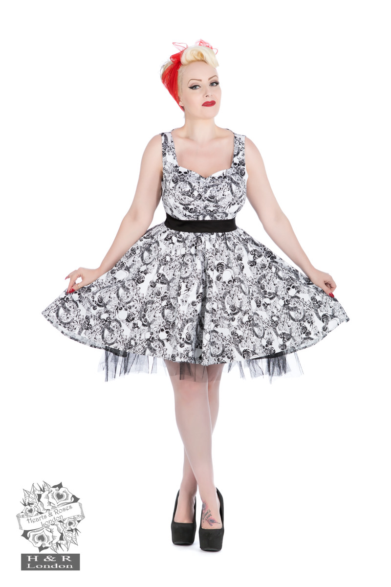 black and white skull dress