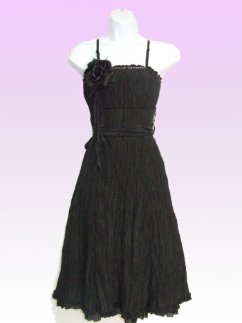 Black Creased Slinky Dress