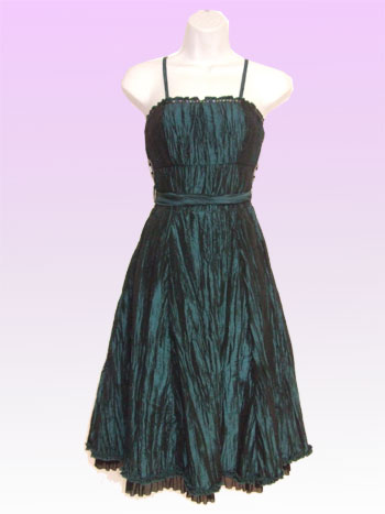 Greenish Creased Slinky Dress