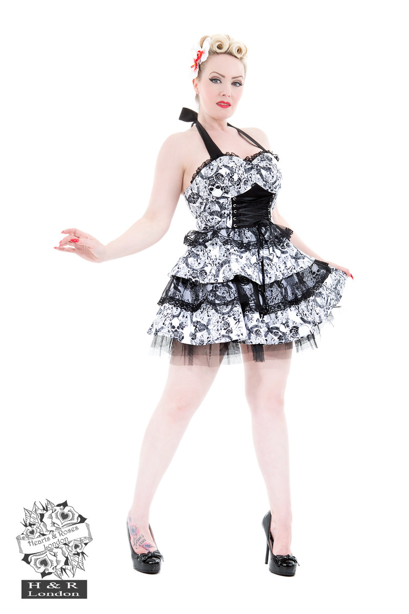 Spooky Skull Gothic Dress in White ...