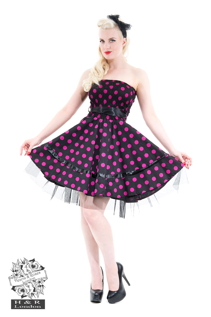 Black Purple Polka Dot Prom Dress in Black/Purple