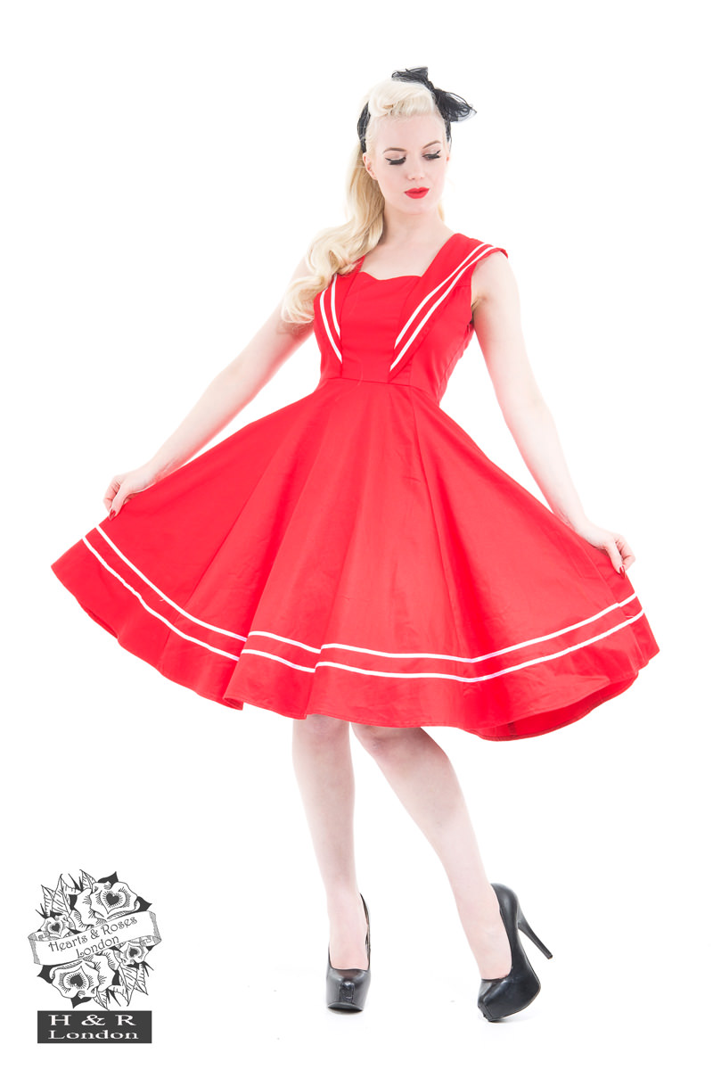 red sailor dress