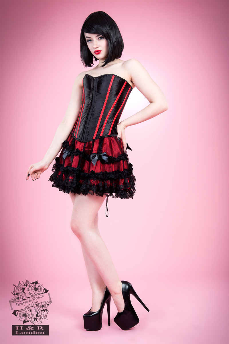 Black Red Bone Corset in Red/Black - Hearts & Roses London