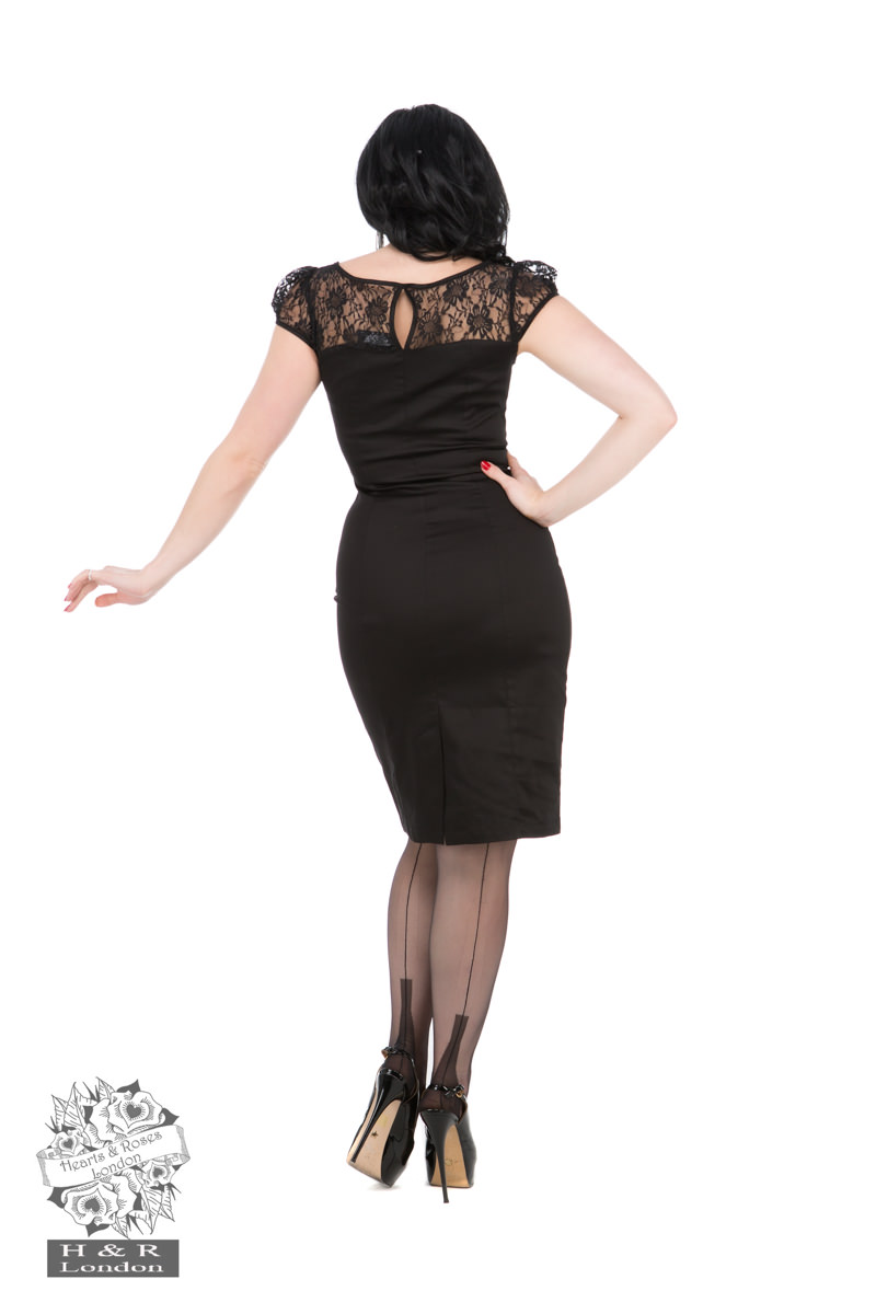 Black Mesh Lace Wiggle Dress