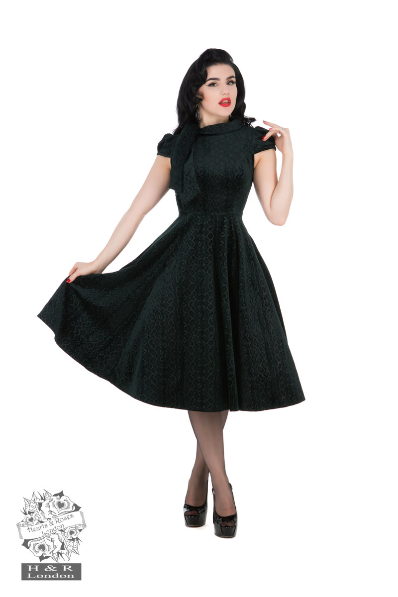 dark green tea dress