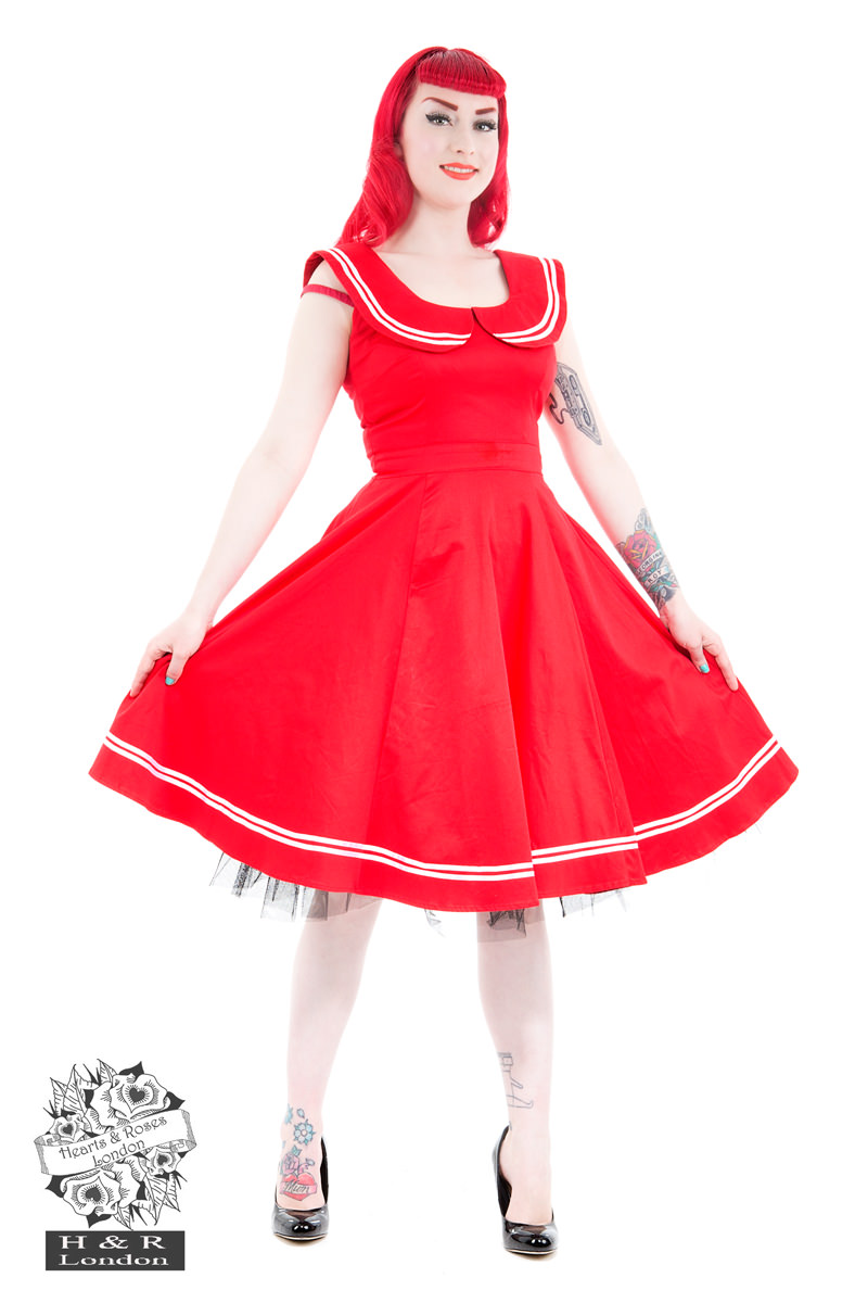 red sailor dress