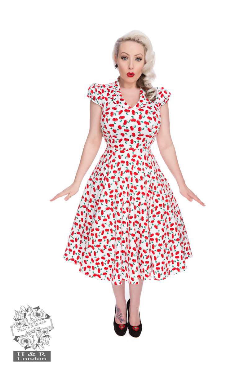 Royal Ann Cherry Dress In White