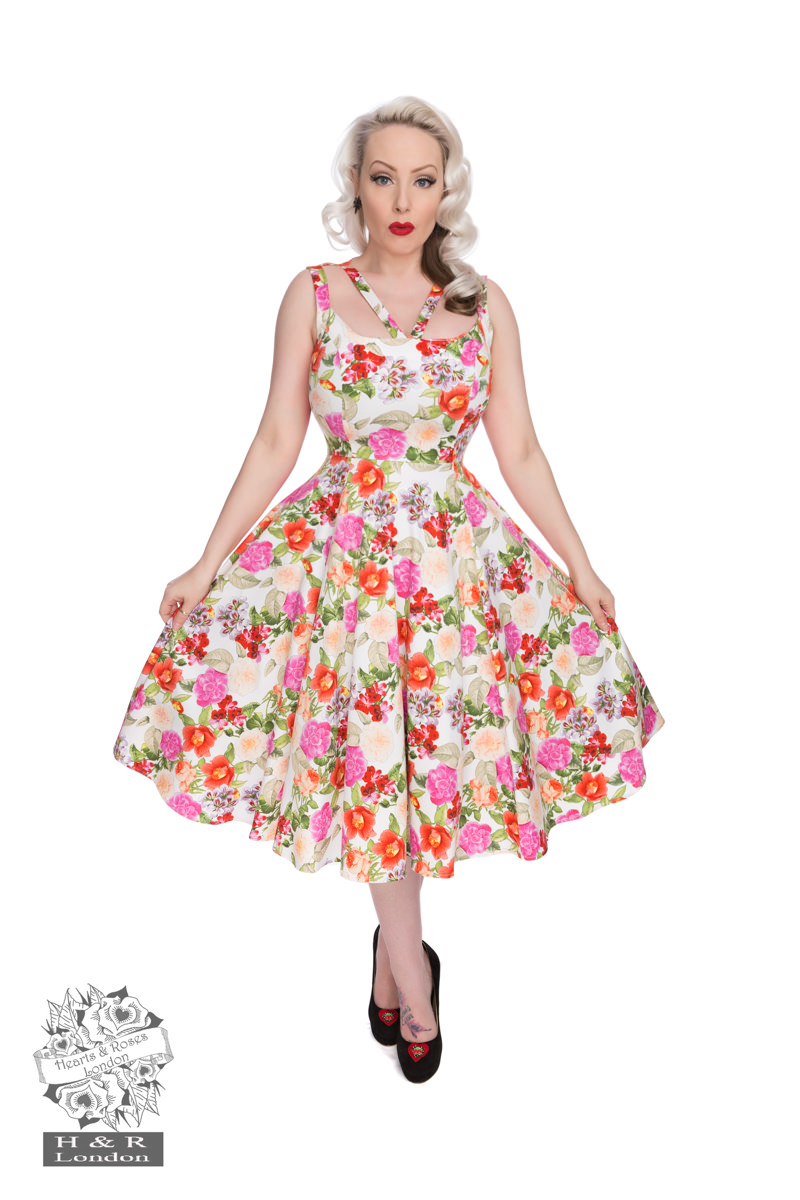 50s Adelise Roses Swing Dress Hearts And Roses London