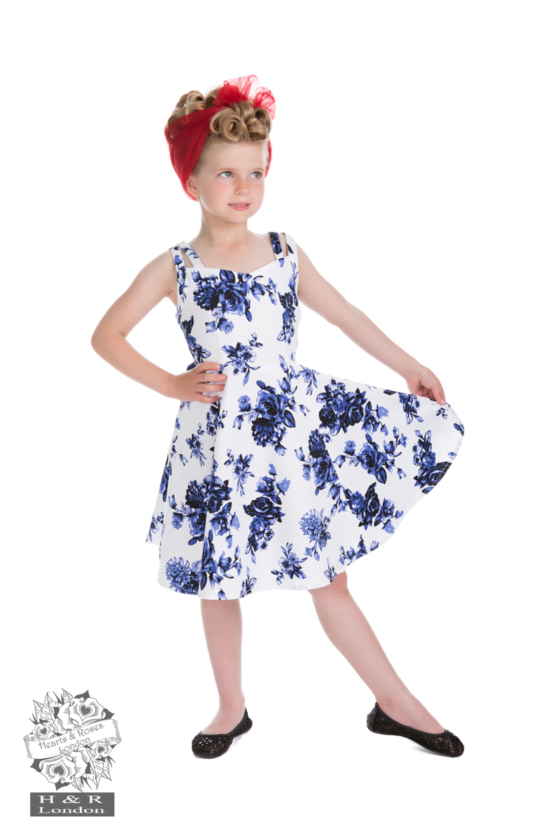 Girls Blue Rosaceae Swing Dress