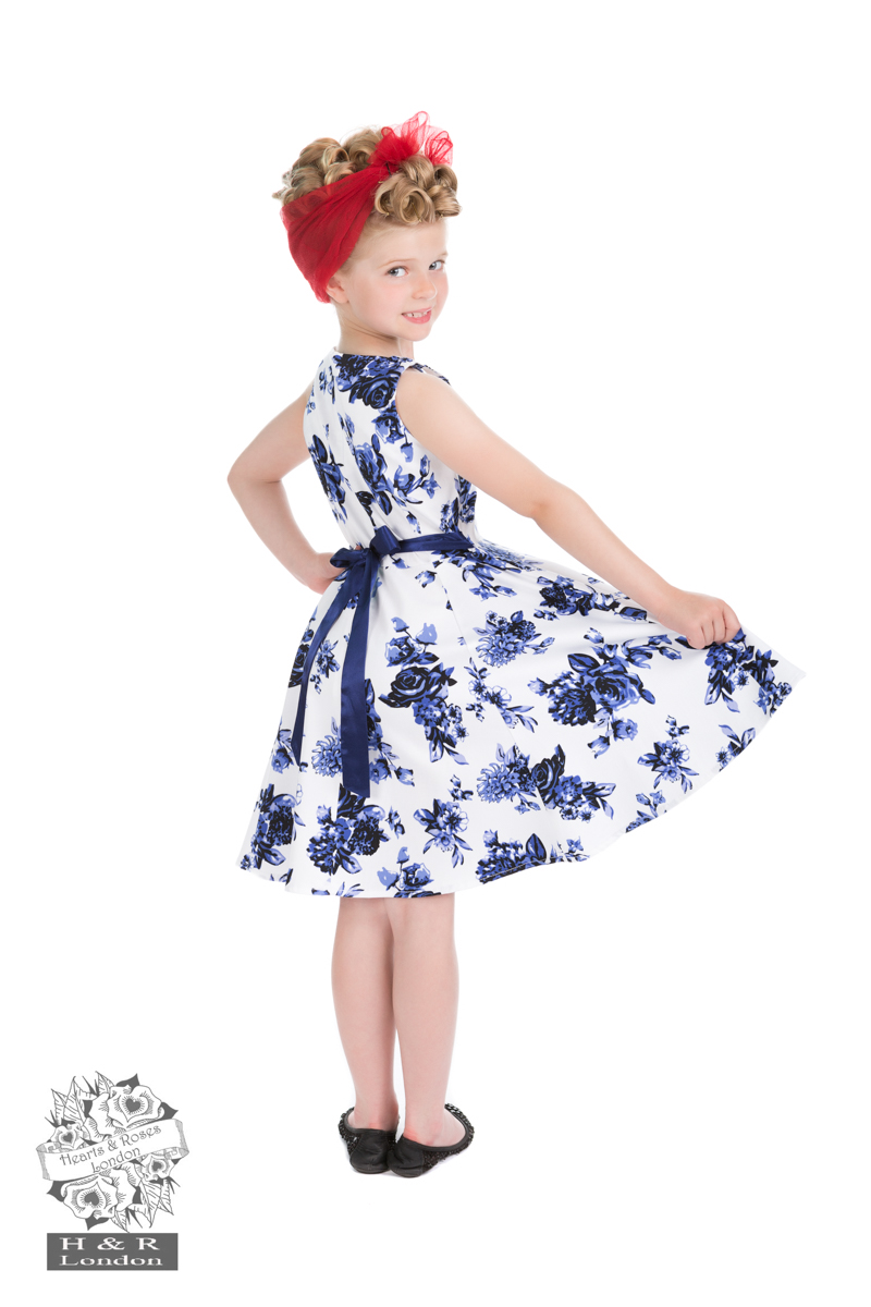 Girls Blue Rosaceae Swing Dress